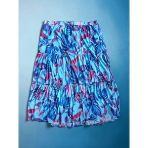 G by Giuliana Plus Size 3X Tropical Tiered Maxi Skirt - Vacation, Summer, Floral
